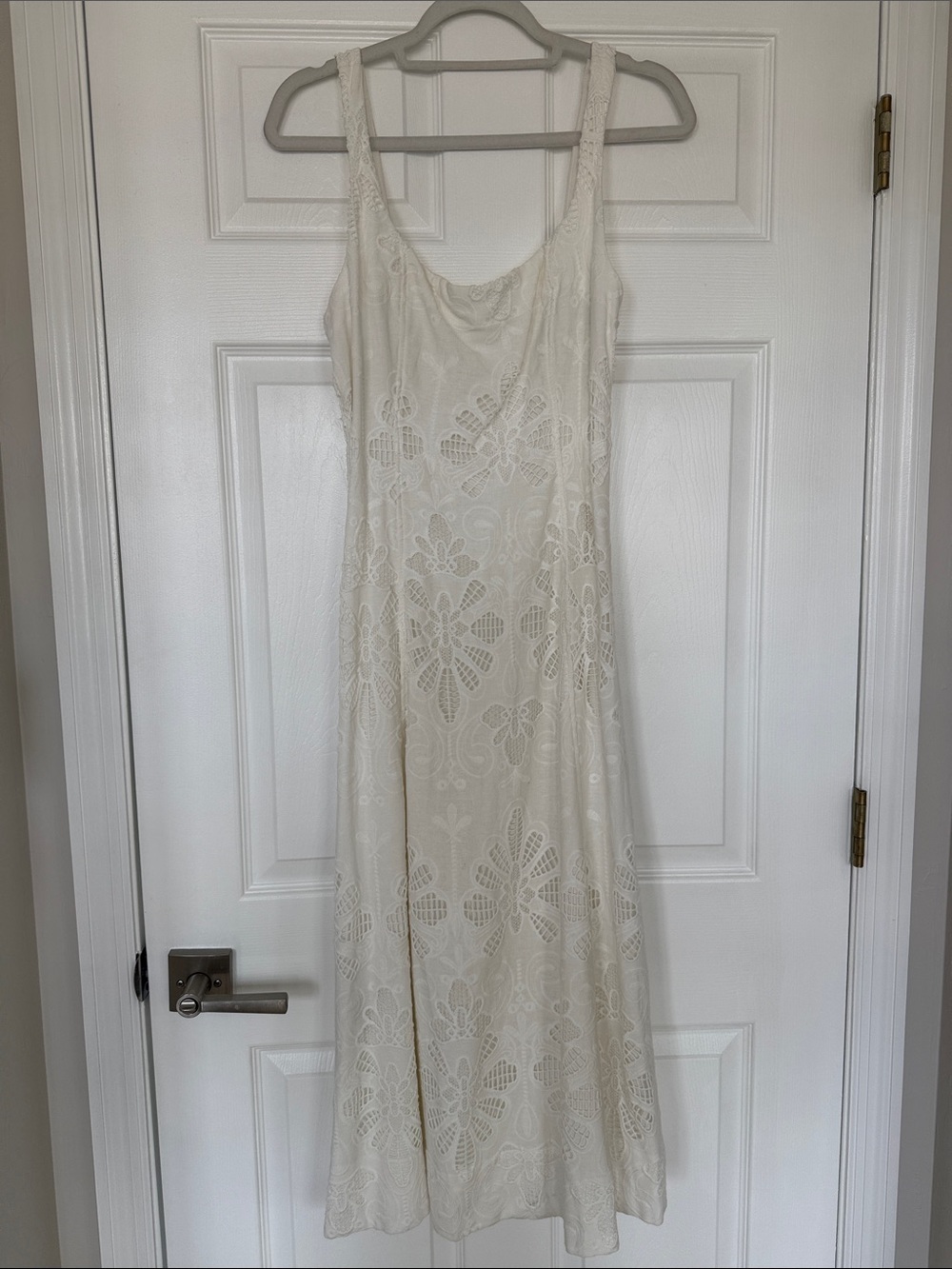 Mango Women's Ivory Lace Slip Dress - Elegant Summer Midi